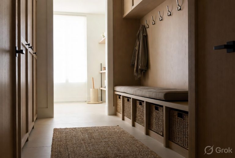 Light-Filled Organized Mudroom Transition
