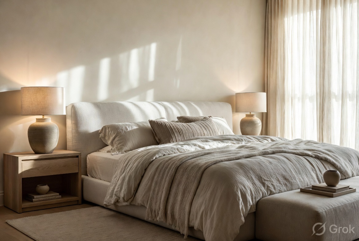 Serene Low-Profile Upholstered Bed Focal Point
