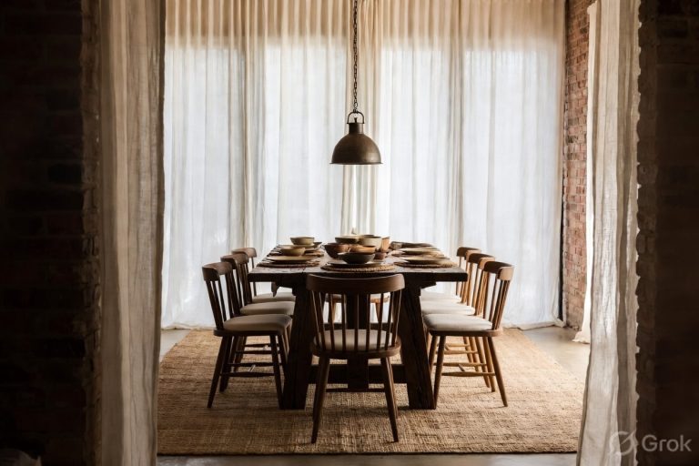 Sunlit Rustic Dining Table Scene