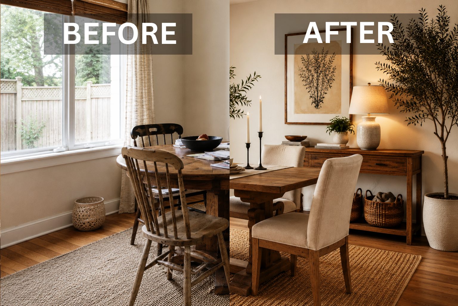 Before and After - Dining Table Makeover