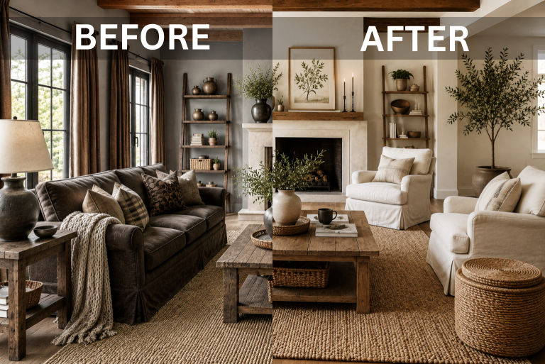 Before and After - The Transformation From Dark Lounge to Light Retreat