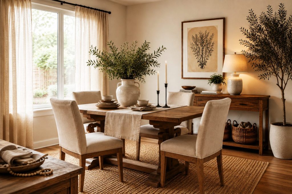 The finished dining table makeover